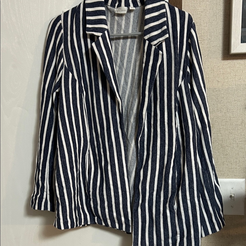 Cato Navy and White Striped Blazer